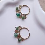 créoles oreilles percées verte bohème chic 