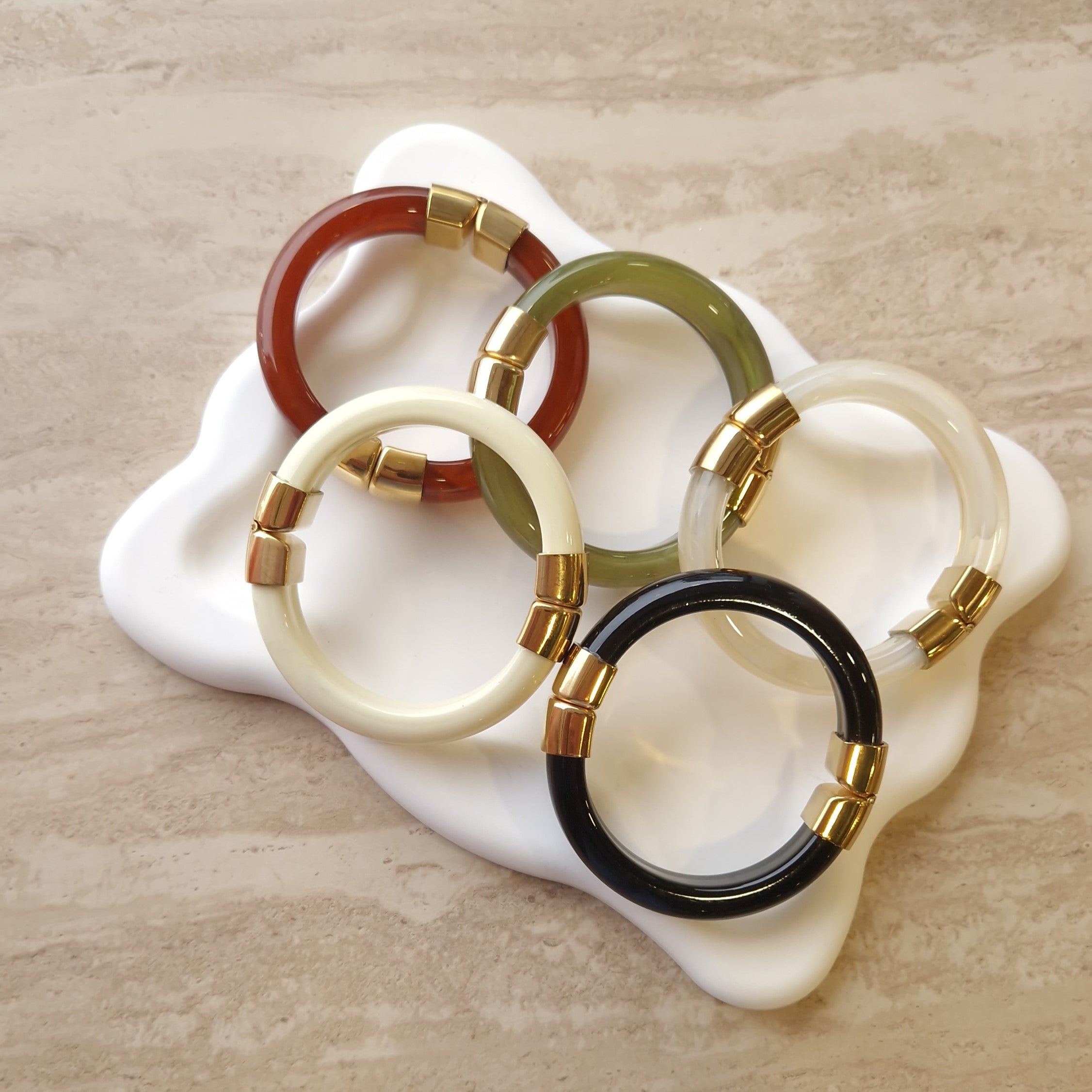 bracelet jonc colorés femme résine doré fermoir aimanté