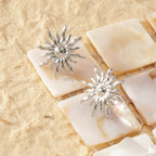 puces d'oreilles boucles d'oreilles argentés forme soleil en acier inoxydable