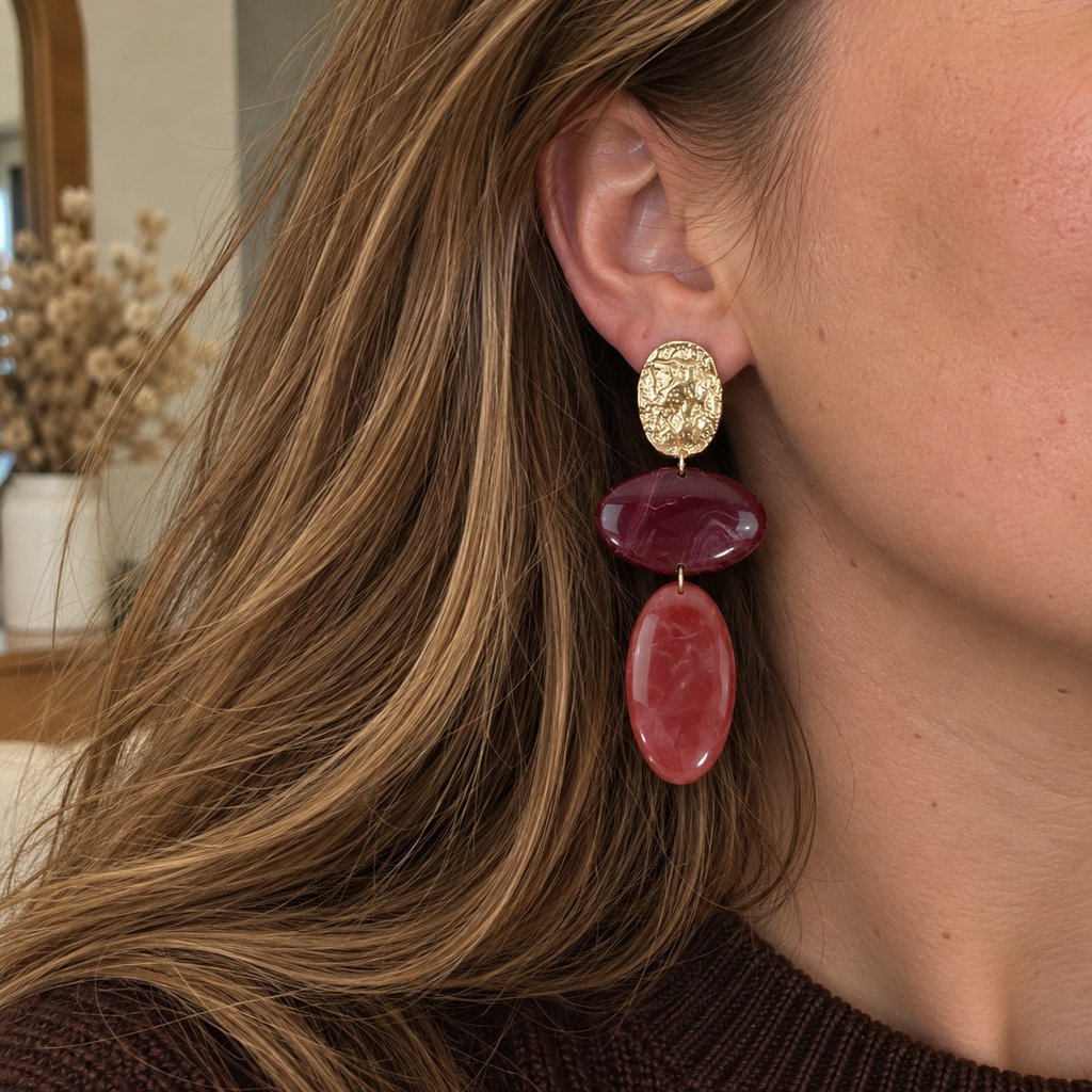Boucles d’oreilles Stella bordeaux