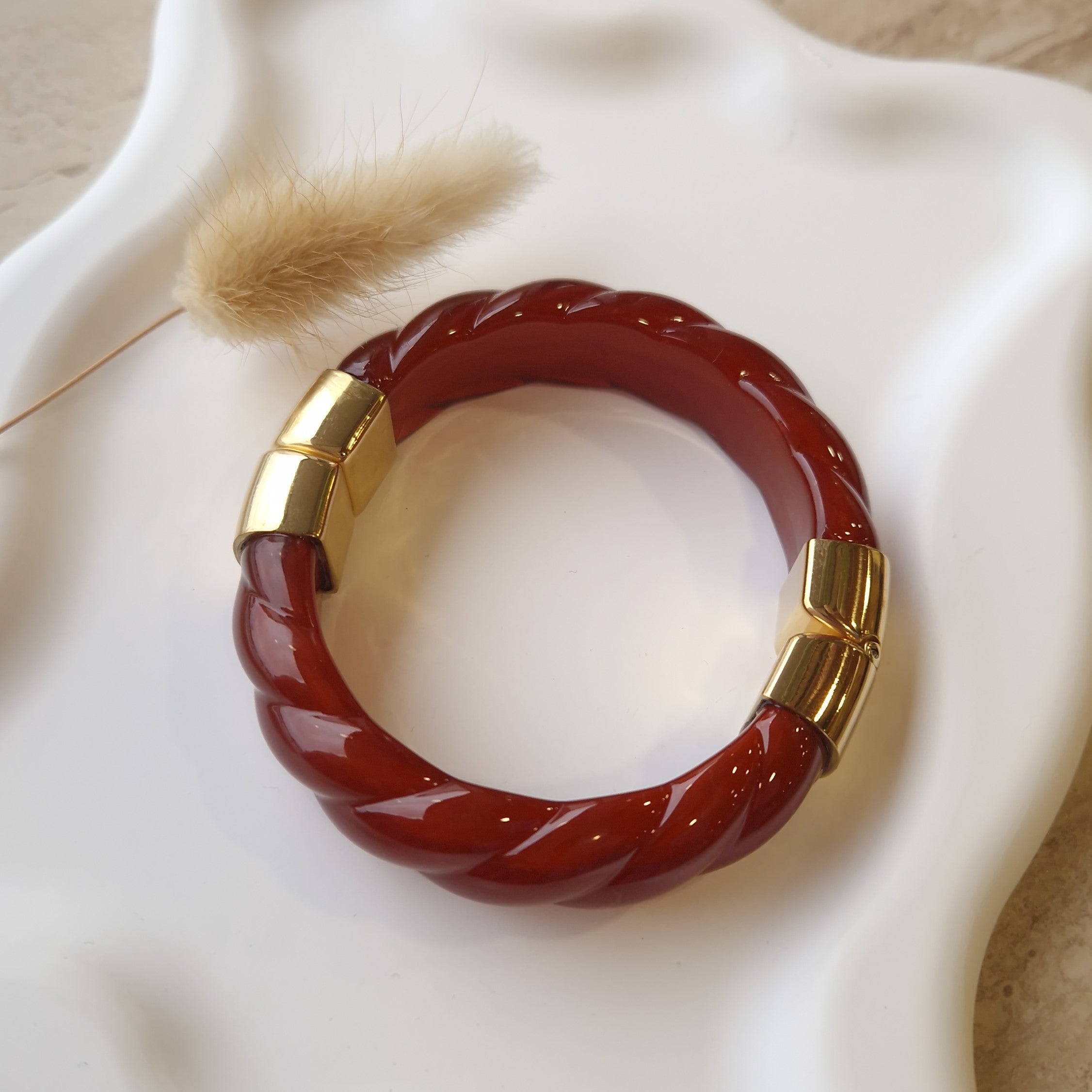bracelet jonc camel acier inoxydable et résine bijou été