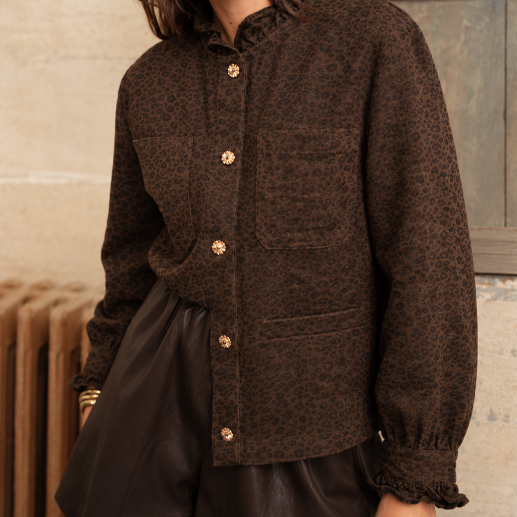Veste-chemise léopard chocolat